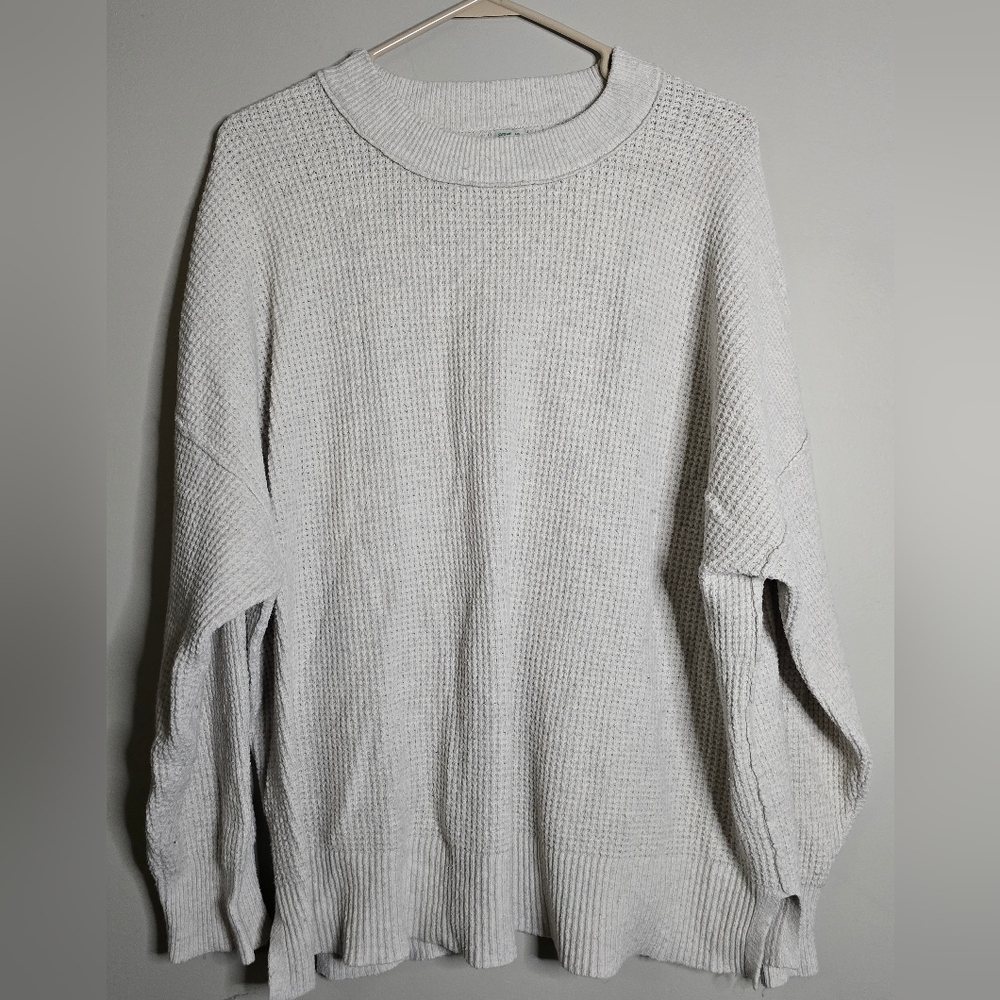 Aerie Womens Waffle Top, Oatmeal Color,